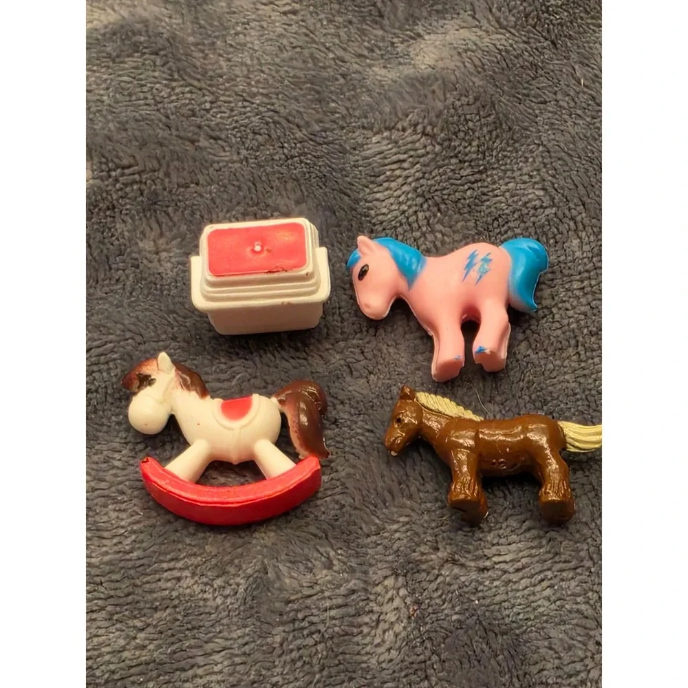 Vintage Miniature Horse Toy Lot  Rocking Horse Brown Horse cooler My Little Pony